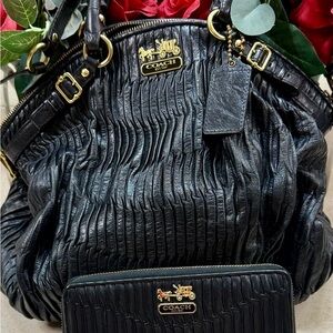 Coach Black Gathered Leather Shoulder Bag